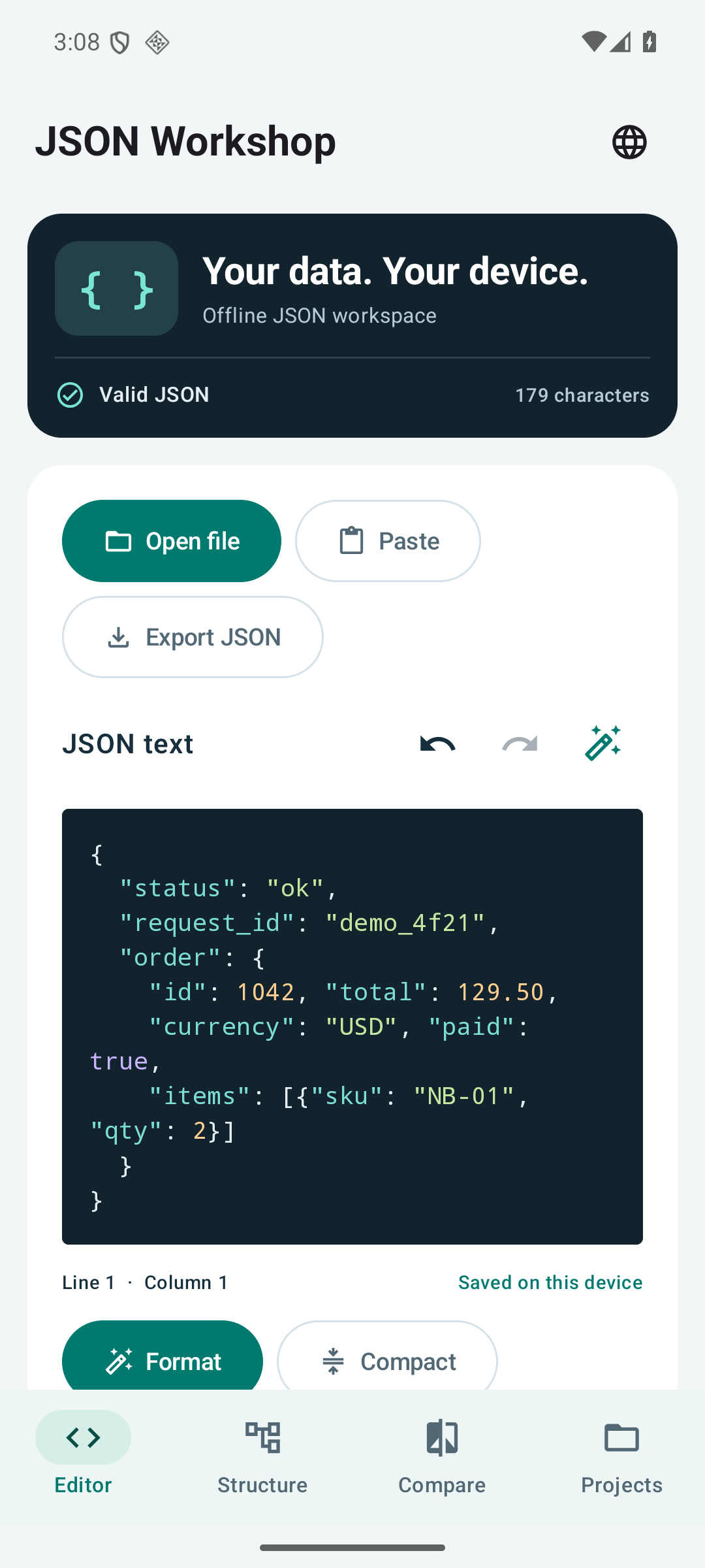 Edit readable JSON